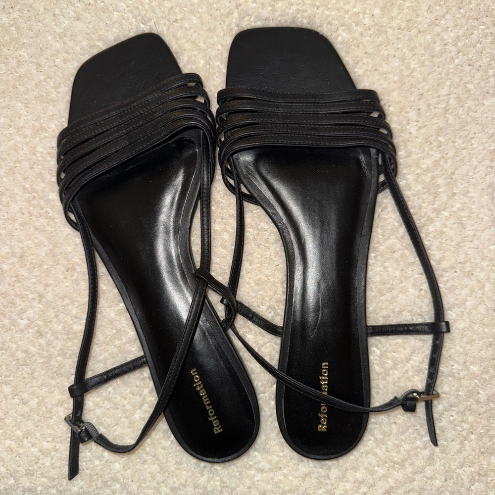 Reformation Elegant Flat Black Sandals